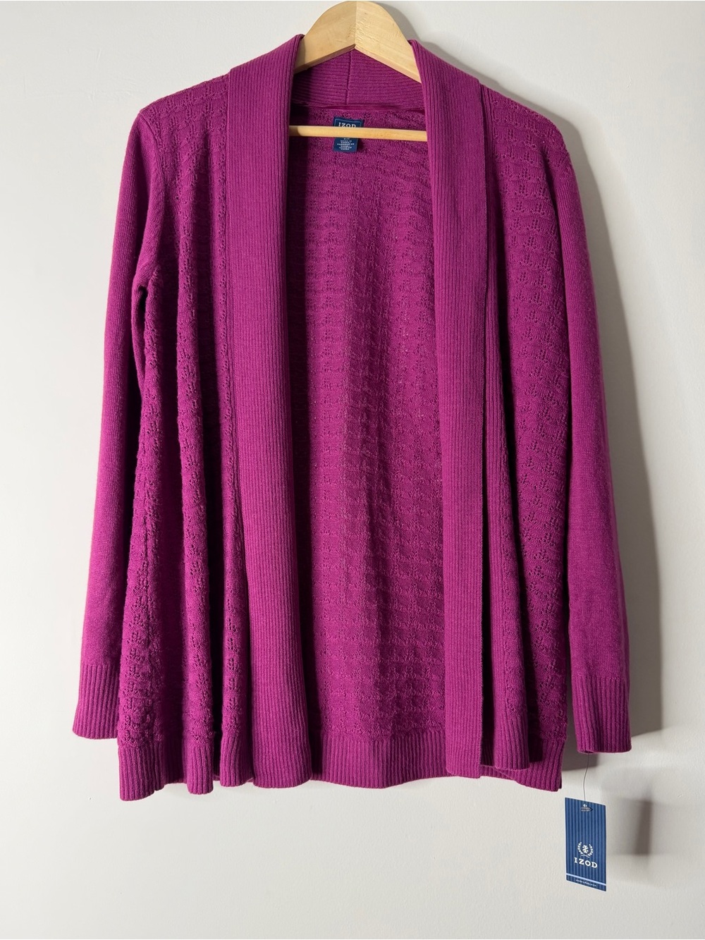 Izod Open-Front Cardigan Sweater - Magenta